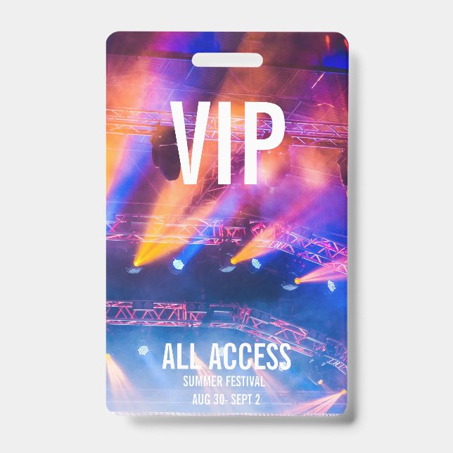 Custom VIP All-Access Concert Event Pass Colorful Badge (Front)
