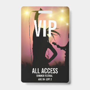 Custom VIP All-Access Concert Event Pass Female Badge