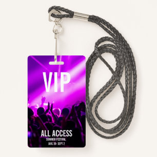 Custom VIP All-Access Concert Event Pass Purple Badge