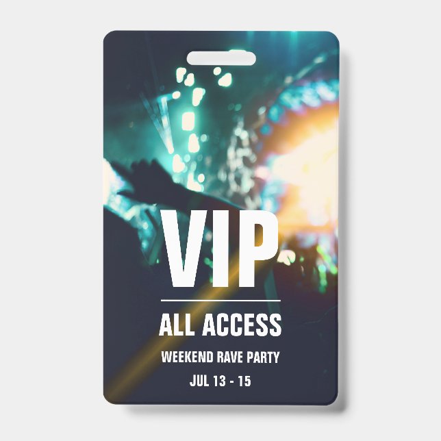 Custom VIP All Access Concert Pass Badge (Front)