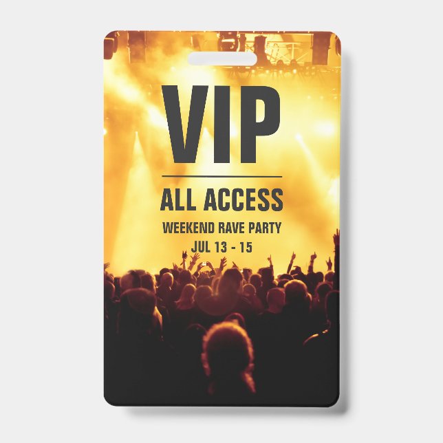 Custom VIP All Access Concert Pass Badge (Front)