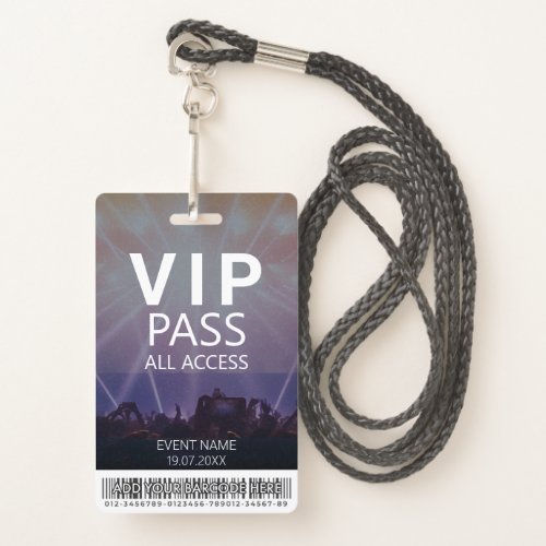 Custom VIP All Access Event Barcode Logo Badge