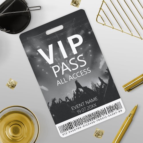 Custom VIP All Access Event Barcode Logo Black Badge