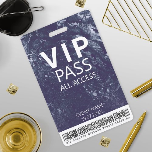Custom VIP All Access Event Barcode Logo  Blue Badge