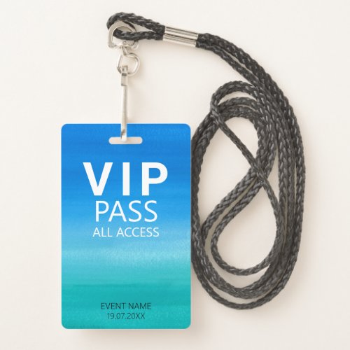 Custom VIP All Access Event Blue Badge