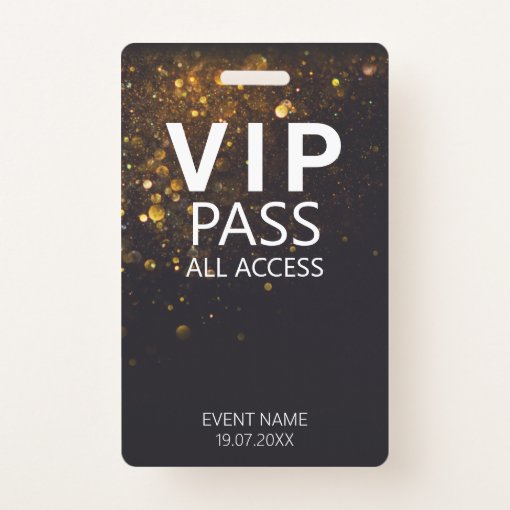 Custom VIP All Access Event Glitter Badge | Zazzle