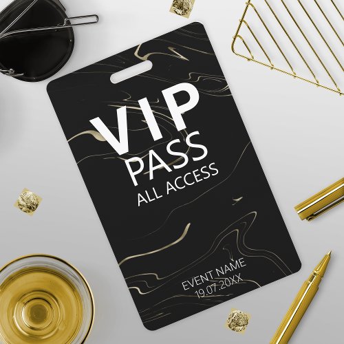 Custom VIP All Access Event Marbling Dark Badge