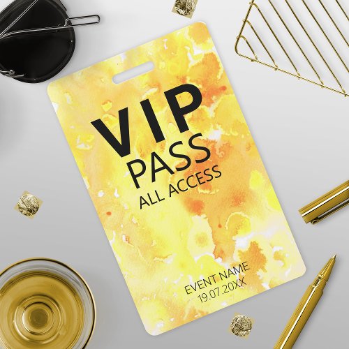 Custom VIP All Access Event Yellow Badge