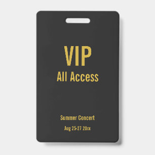 Custom VIP All Access Festival Pass Concert Badge