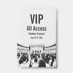 Custom VIP All Access Festival Pass Concert Badge