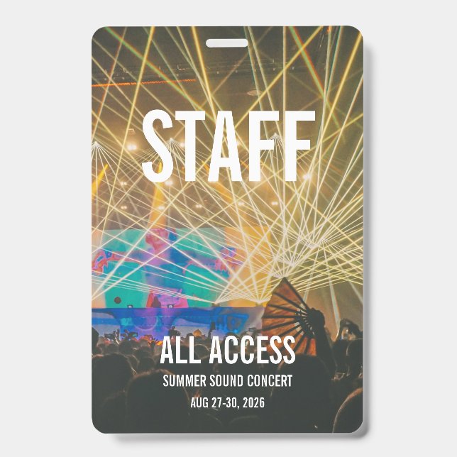 Custom VIP All Access Pass Concert Badge (Front)
