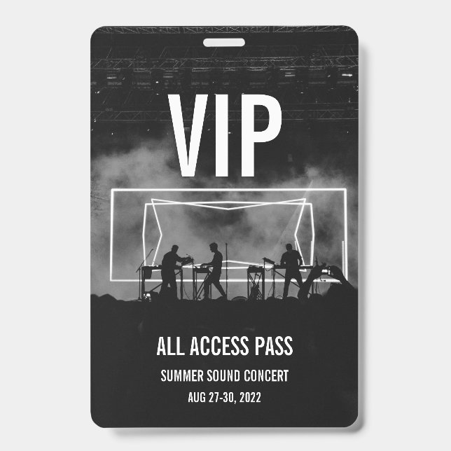 Custom VIP All Access Pass Concert Badge (Front)