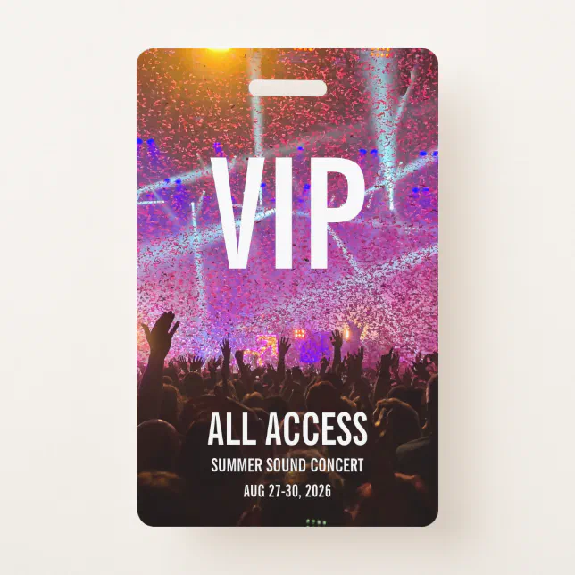 Custom Vip All Access Pass Concert Badge Zazzle 0151