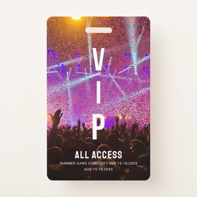 Custom Vip All Access Pass Concert Badge Zazzle