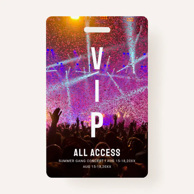 Custom Vip All Access Pass Concert Badge Zazzle