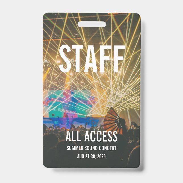 Custom VIP All Access Pass Concert Badge (Front)