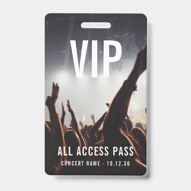 Custom VIP All Access Pass Concert Event Badge (Front)