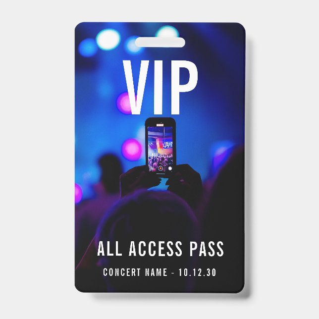 Custom VIP All Access Pass Concert Event Badge (Front)