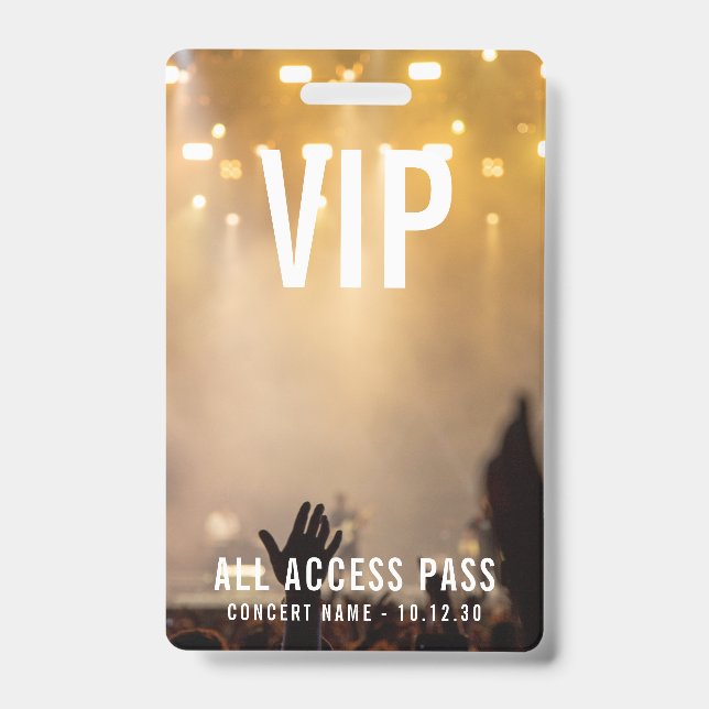 Custom VIP All Access Pass Concert Event Badge (Front)
