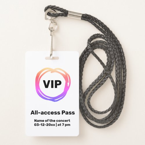 custom vip all access pass concert pass badge