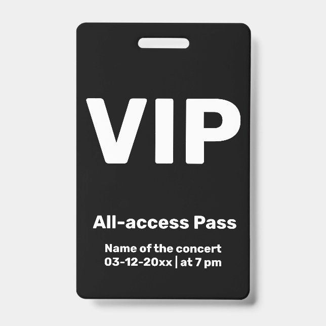 custom vip all access pass concert pass badge (Front)
