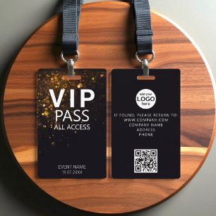 Custom VIP All Access QR Code Bokeh Glitter Badge