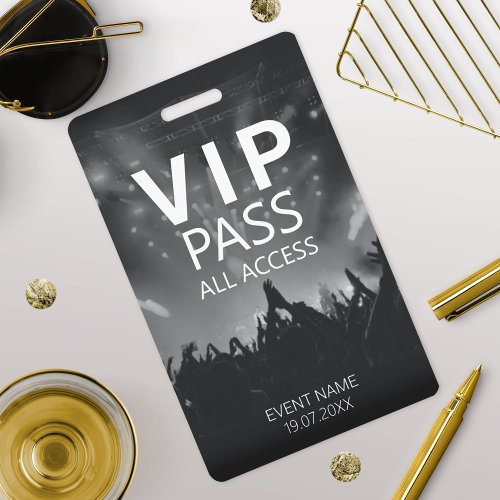 Custom VIP All Access QR Code Event Black  White Badge
