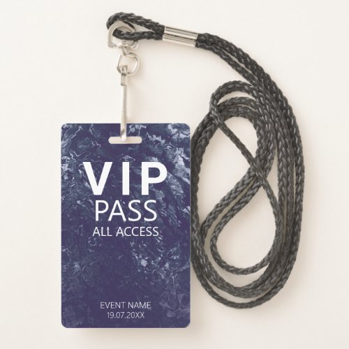 Custom VIP All Access QR Code Event Blue Badge