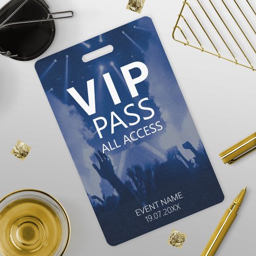 Custom VIP All Access QR Code Event Blue  Badge