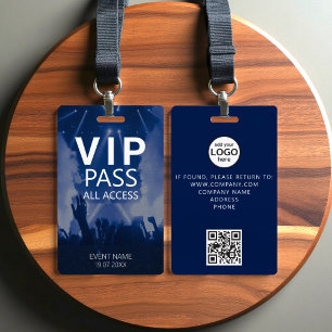 Custom VIP All Access QR Code Event Blue  Badge