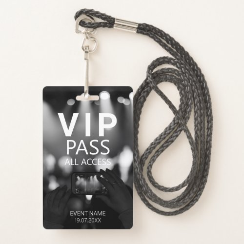 Custom VIP All Access QR Code Event Bokeh Black Badge
