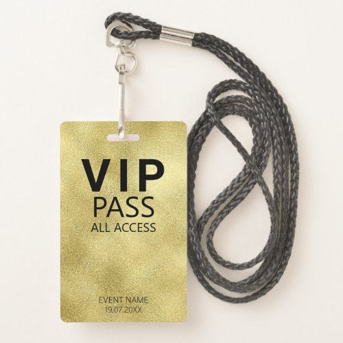 Custom VIP All Access QR Code Event Gold Badge