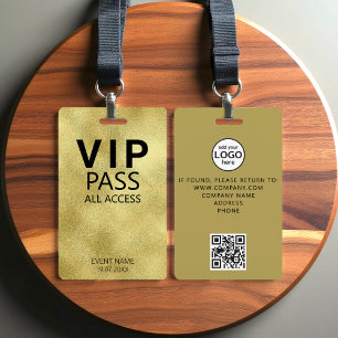 Custom VIP All Access QR Code Event Gold Badge