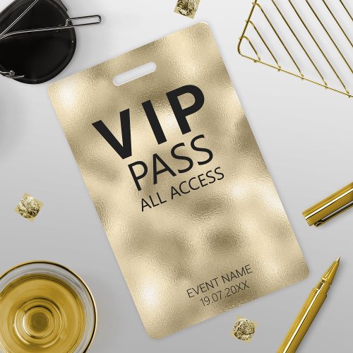 Custom VIP All Access QR Code Event Gold Foil Badge