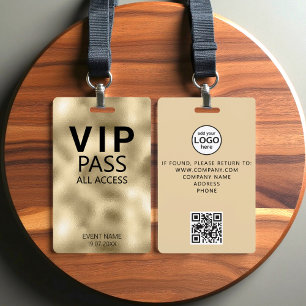 Custom VIP All Access QR Code Event Gold Foil Badge