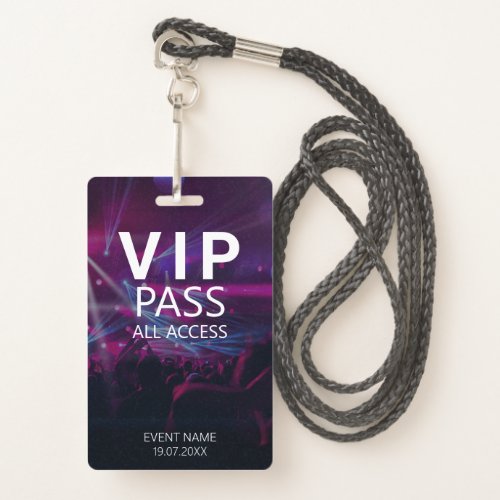 Custom VIP All Access QR Code Event Purple Badge