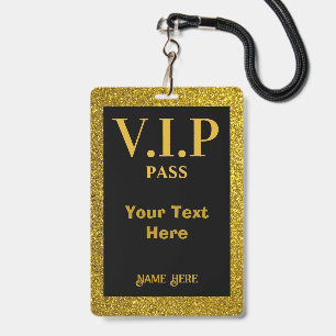 Custom VIP Gold And Black Pass With Lanyard Badge