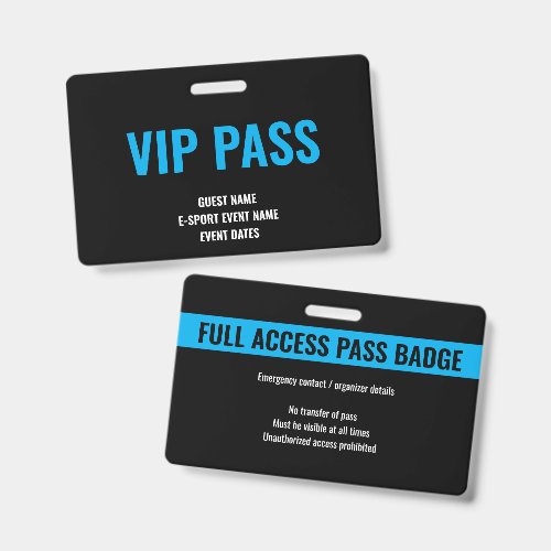 Custom VIP Guest Minimalist E-Sport Event Blue Badge