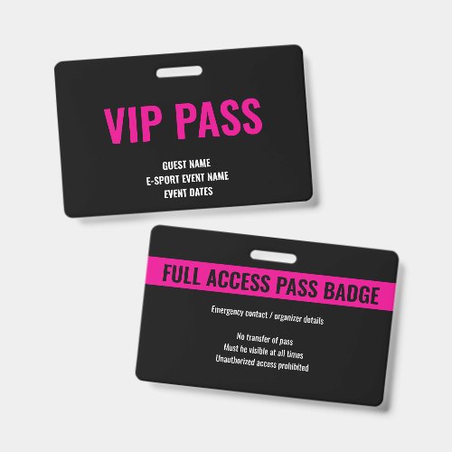 Custom VIP Guest Minimalist E-Sport Event Pink Badge