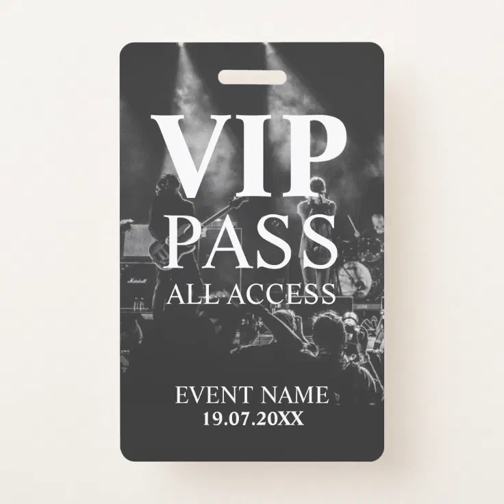 Custom VIP QR Code Event Black and White Badge | Zazzle