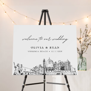 Custom Virginia Beach Wedding Skyline Welcome Sign