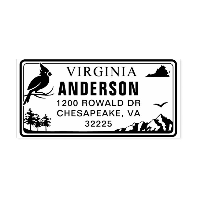Custom Virginia License Plate Return Address Stamp (Design)