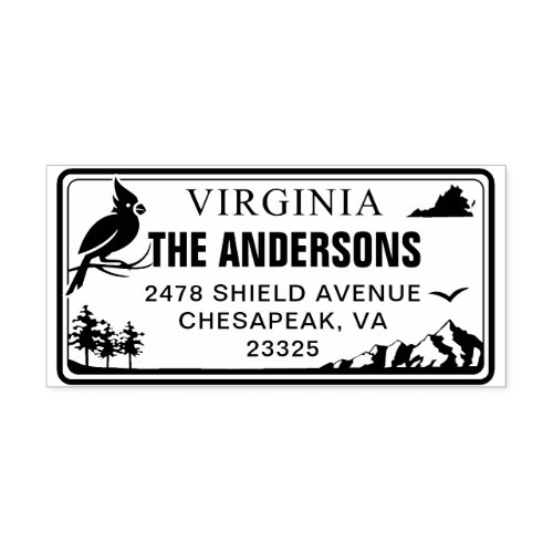 Custom Virginia State License Plate Address  Self_inking Stamp