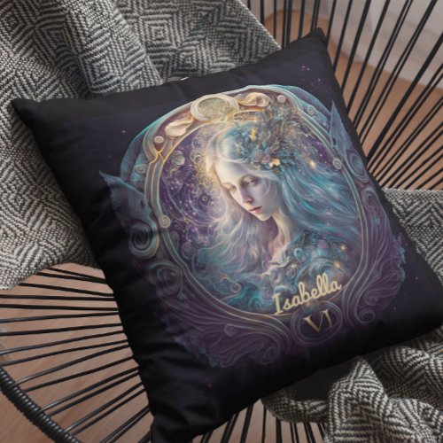 Custom Virgo Zodiac Horoscope Fantasy Sun Sign Throw Pillow