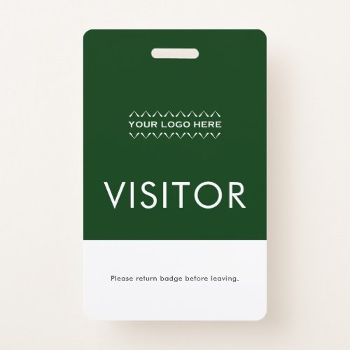 Custom Visitor Badge with Logo  Green