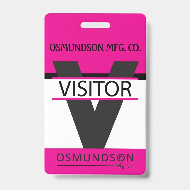 Custom - Visitor Badge with your Logo - Pink (Front)