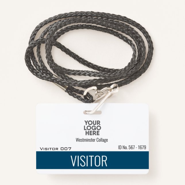 Custom Visitors Guests Logo Company Name ID   Badge (Front with Lanyard)