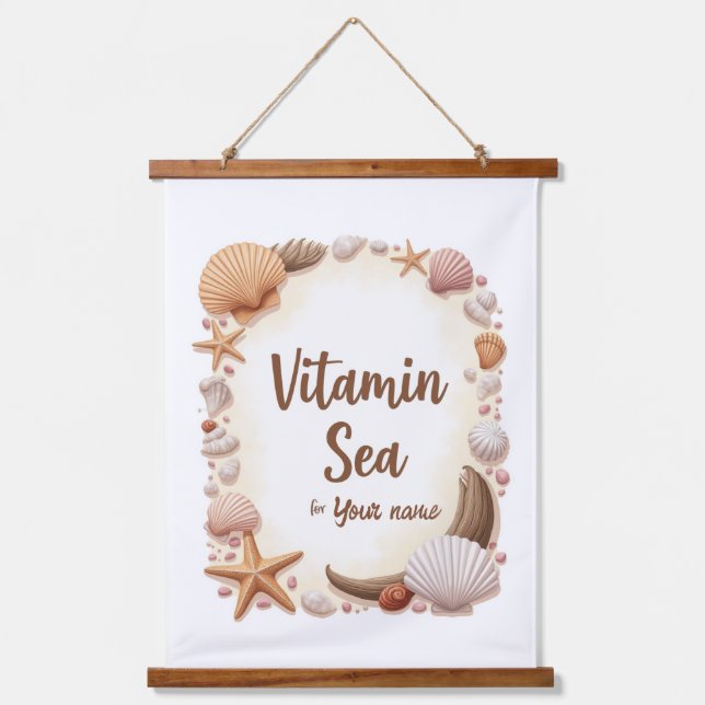 Custom “Vitamin Sea” Quote with Name Hanging Tapestry (Front)