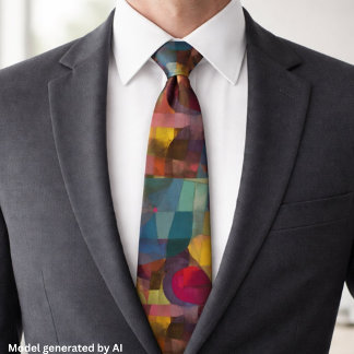 Custom Vivid Abstract Geometric Art Neck Tie