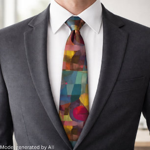 Custom Vivid Abstract Geometric Art  Neck Tie